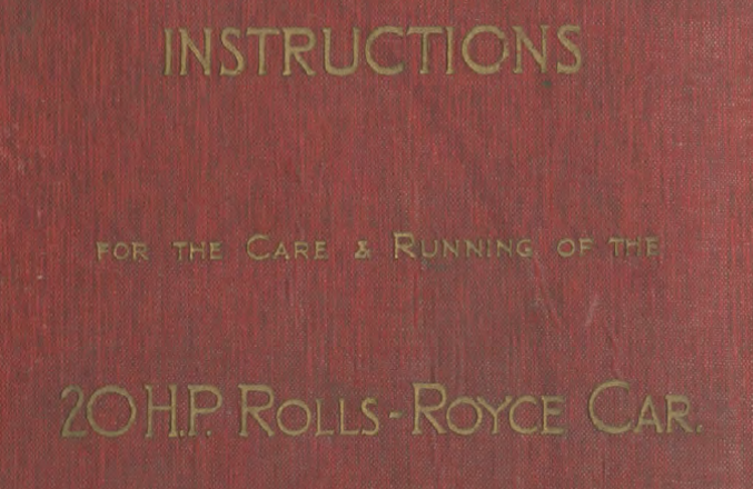 Instructions for the care and running of the 20hp 1922